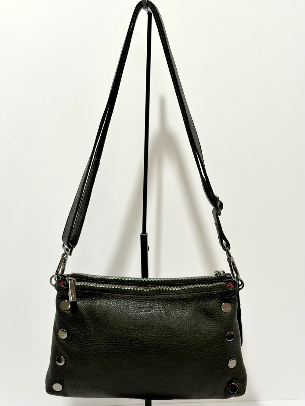 HAMMITT Nathan Crossbody Bag In Black Leather With Gunmetal Hardware